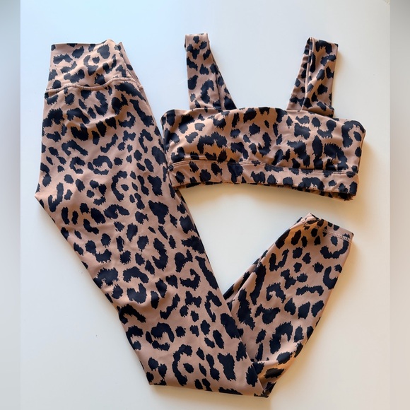 ALLFENIX Pants - ALLFENIX Leopard Print Women's Leggings and Top Set